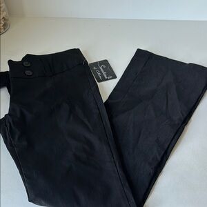 Black Button-Detail Pants